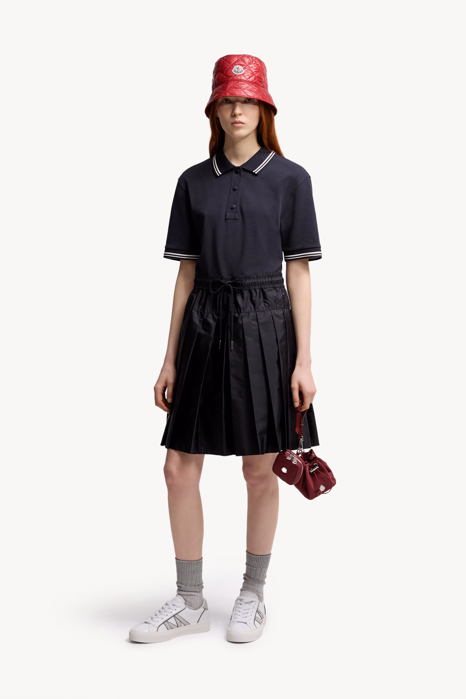 Cotton Piquet Polo Shirt Dress Women Navy Blue Moncler 0
